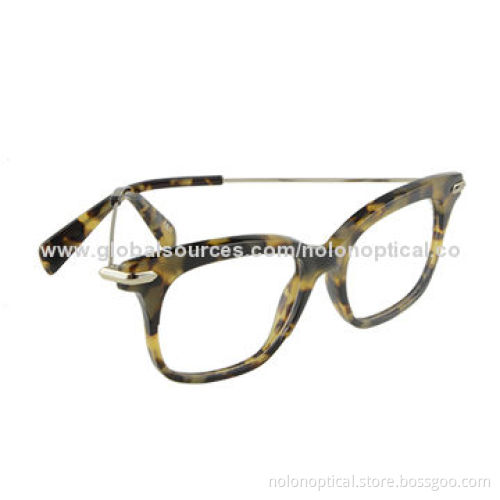 Reading Glasses, Brown Tort, Yellow Thin Metal Arms, Designer Optical Frames